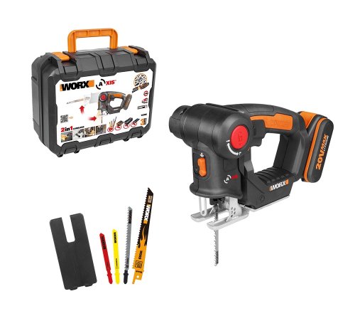 Worx WX550.9 Axis Cordless Jigsaw & Reciprocating Saw 20V 6